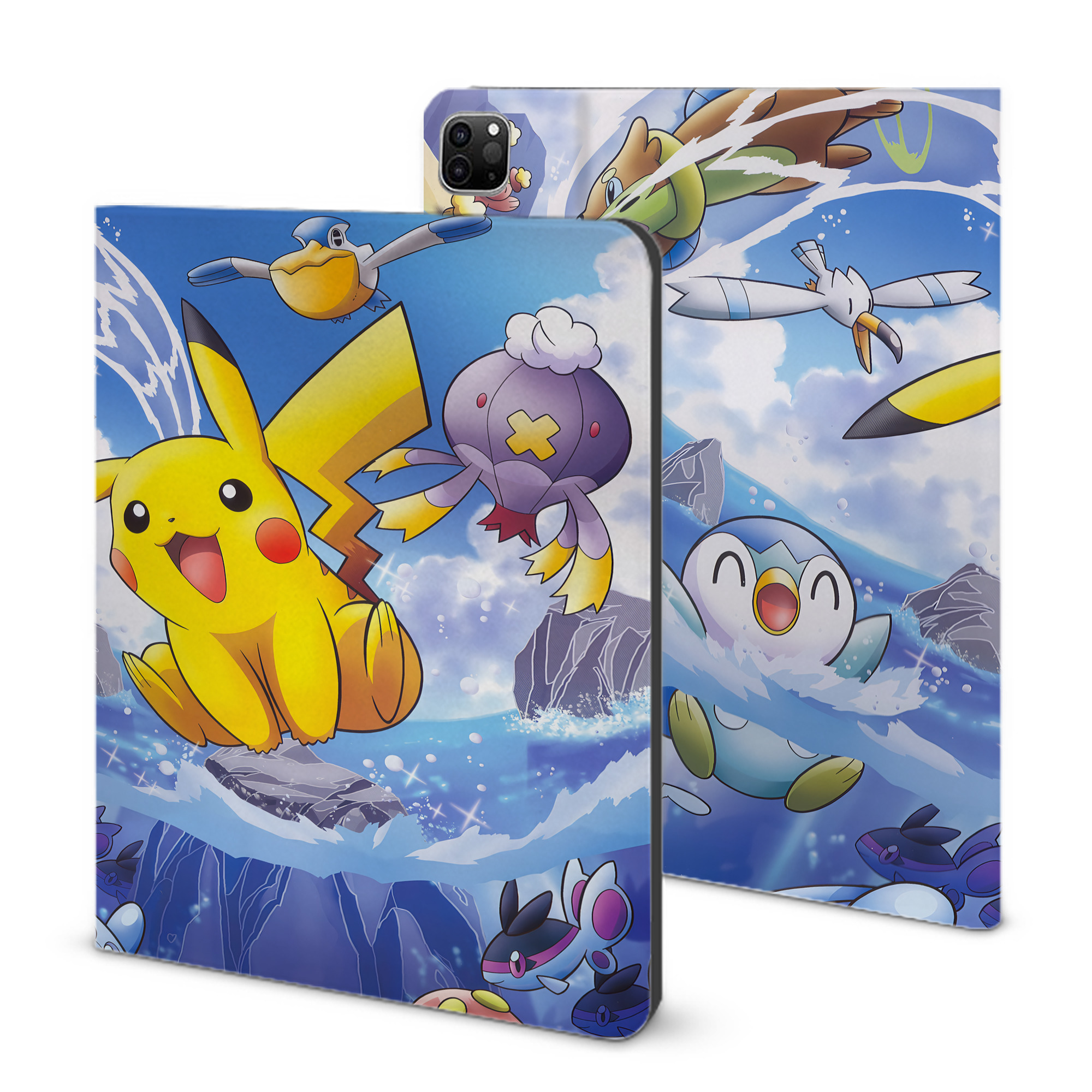 （画像用） ポケットモンスター Pokémon IPad ケース ブック型 PUレザー TPU 耐衝撃 軽量 薄型 ペン収納なし 全面保護 IPad 各モデル対応